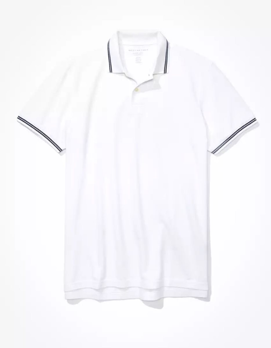 Polos American Eagle AE Super Soft Legend Pique Blanche Homme | HBZ-01784765